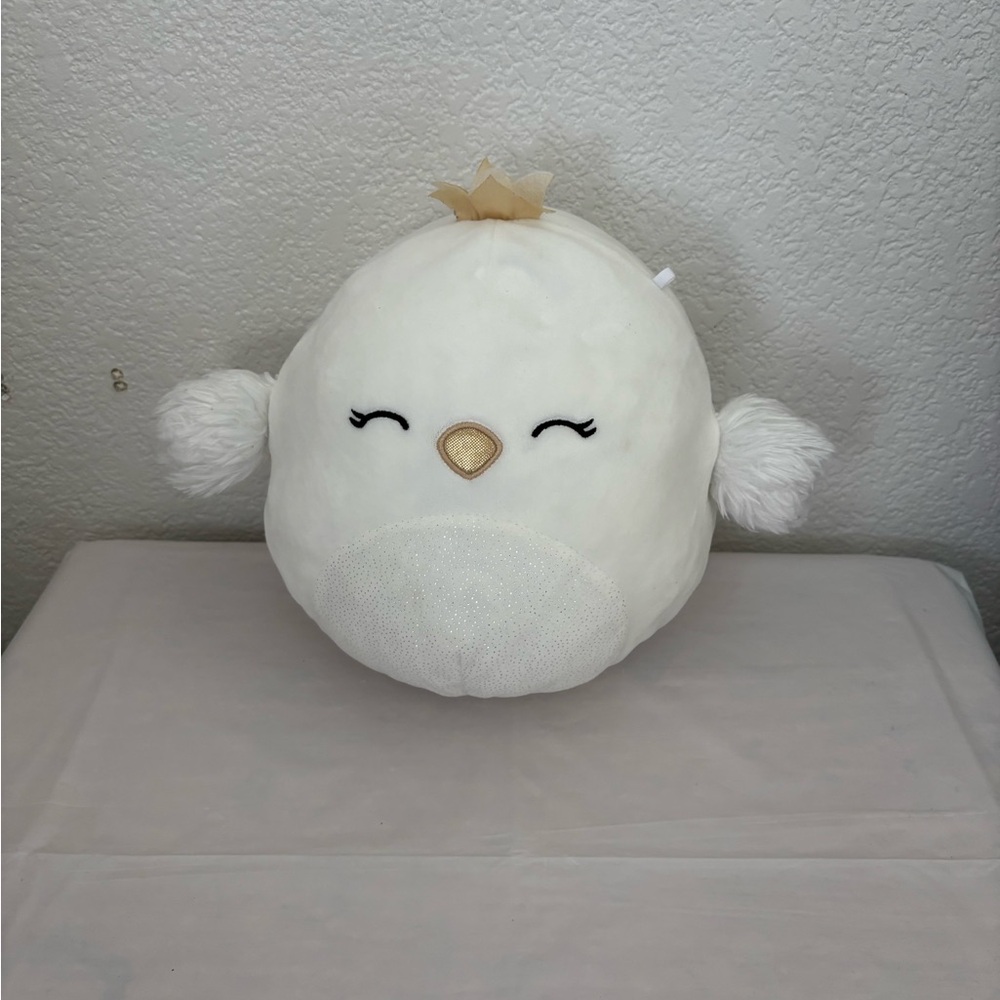 Squishmallows White Bird Plush with Gold Crown